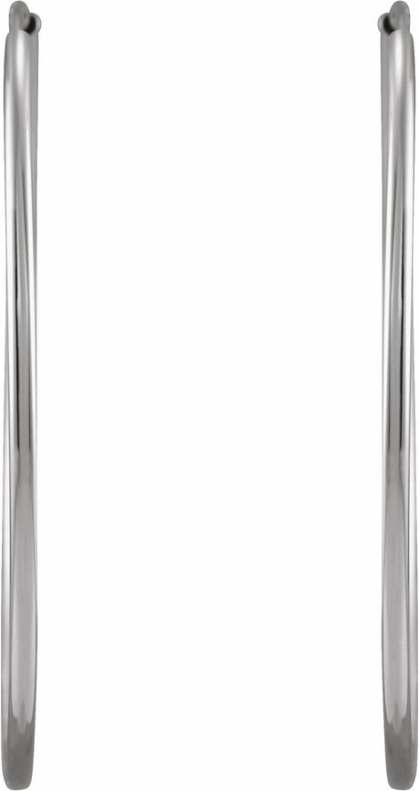 14K White Gold Flexible Endless Tube 30 mm Hoop Earrings