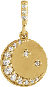 14K Yellow Gold 1/10 CTW Natural Diamond Crescent Moon Pendant