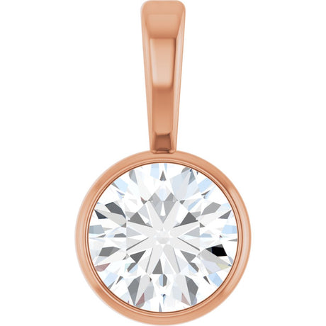 14K Rose Gold 1/3 CT Natural Diamond Bezel-Set Solitaire Pendant
