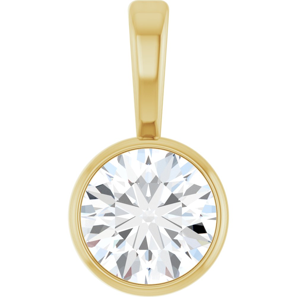 14K Yellow Gold 1/3 CT Lab-Grown Diamond Bezel-Set Solitaire Pendant