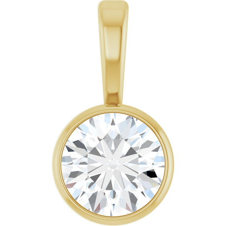 14K Yellow Gold 1/3 CT Lab-Grown Diamond Bezel-Set Solitaire Pendant