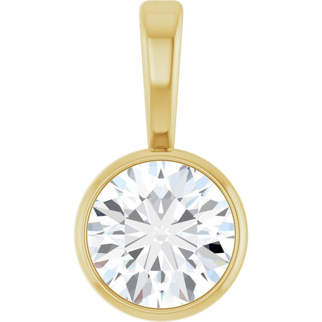 14K Yellow Gold 1/3 CT Lab-Grown Diamond Bezel-Set Solitaire Pendant