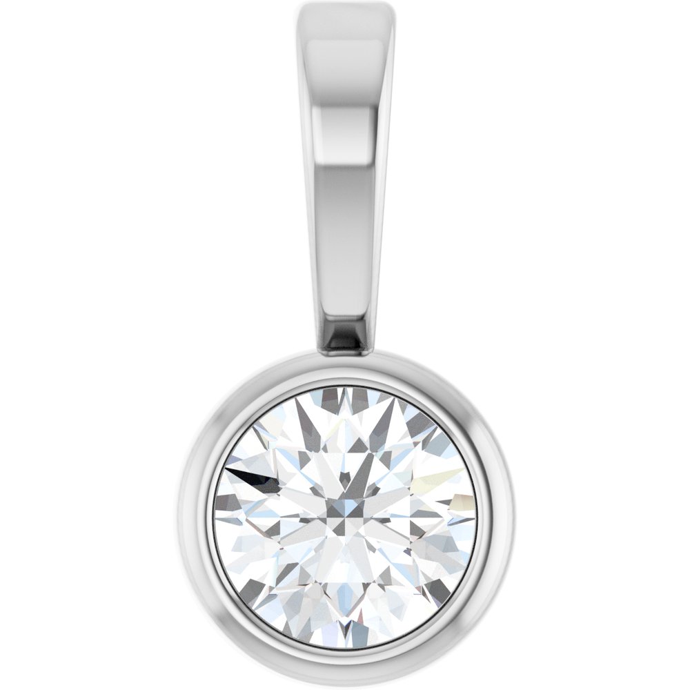 Platinum .06 CT Natural Diamond Bezel-Set Solitaire Pendant