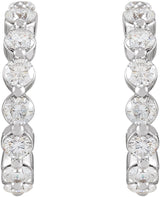14K White 7/8 CTW Natural Diamond 14.5 mm Hoop Earrings