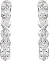 14K White Gold 7/8 CTW Natural Diamond 14.5 mm Hoop Earrings