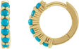 14K Yellow Gold Natural Turquoise Cabochon Hinged 12.2 mm Hoop Earrings