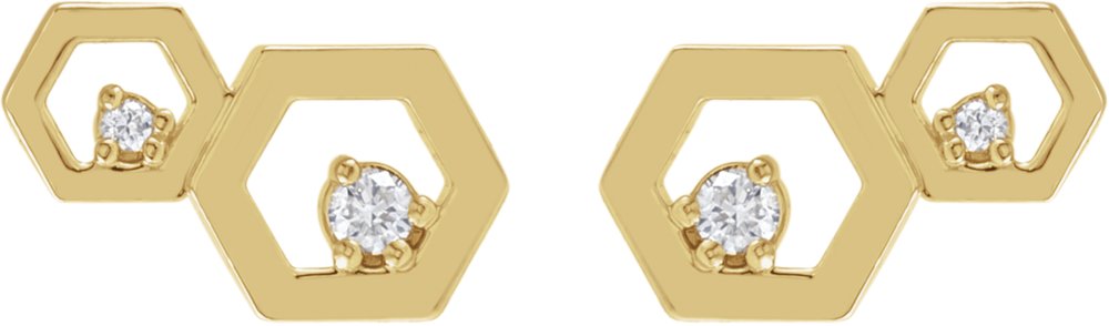 14K Yellow .08 CTW Natural Diamond Honeycomb Earrings