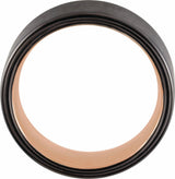 18K Rose Gold PVD & Black PVD Tungsten 8 mm Comfort-Fit Flat Band Size 7.5