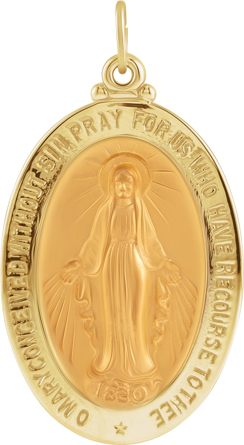 14K Yellow 29x20 mm Oval Miraculous Medal