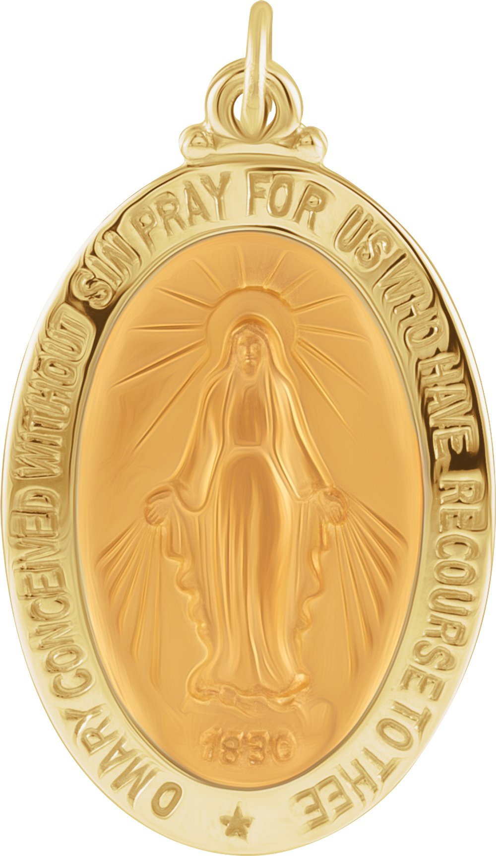 14K Yellow Gold 26x18 mm Oval Miraculous Medal
