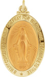 14K Yellow Gold 26x18 mm Oval Miraculous Medal