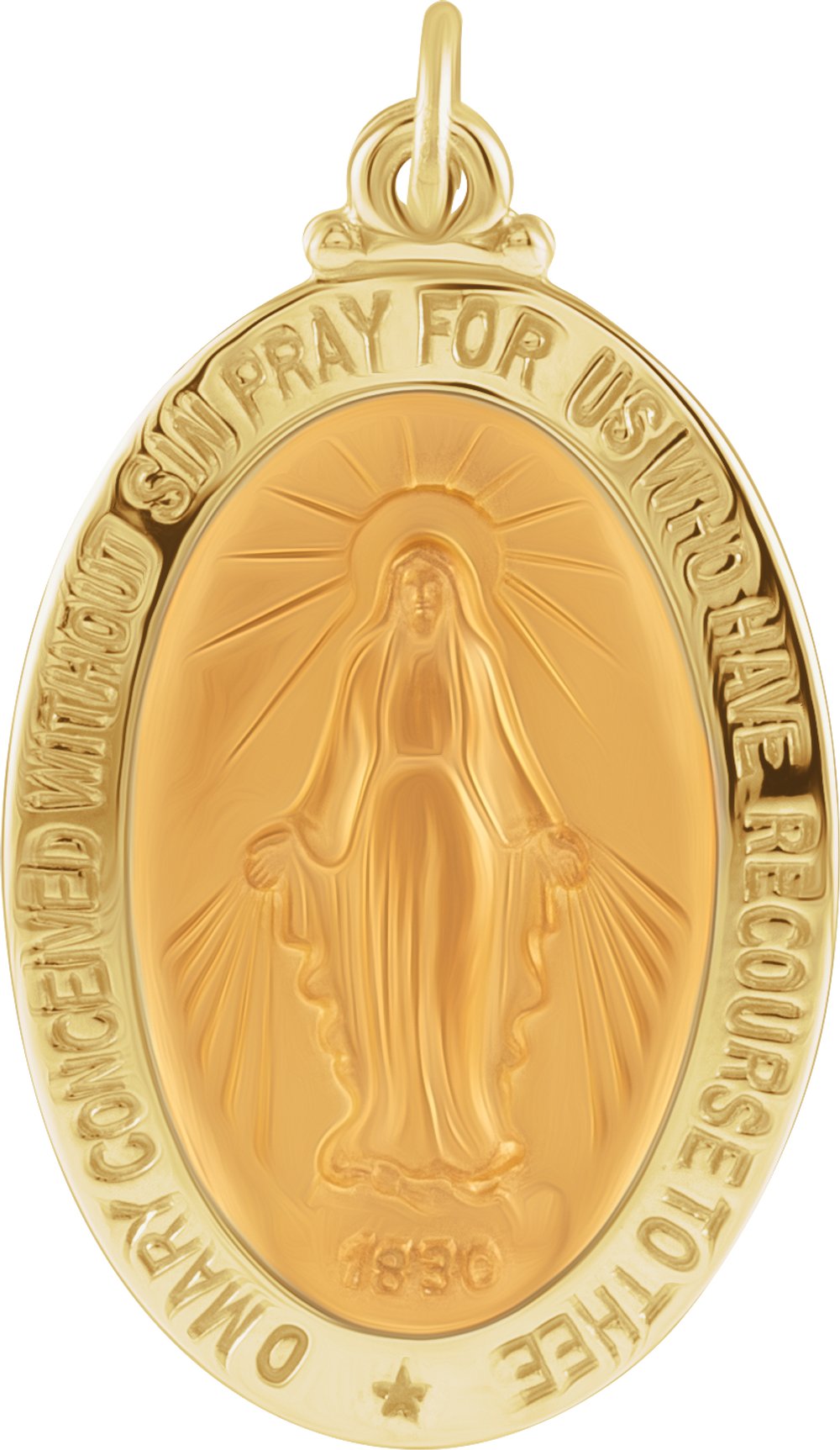 14K Yellow 26x18 mm Oval Miraculous Medal