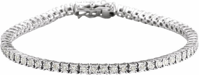 14K White Gold 1 CTW Natural Diamond Illusion-Set Line 7" Bracelet