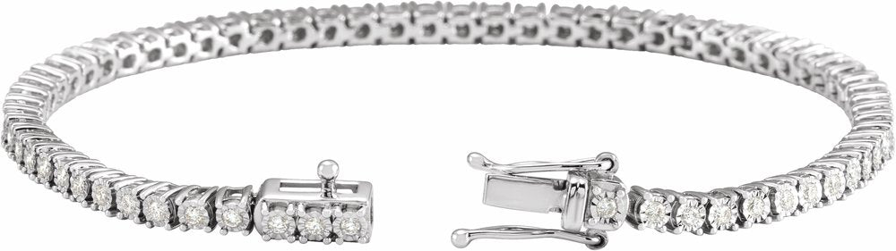14K White Gold 1 CTW Natural Diamond Illusion-Set Line 7" Bracelet