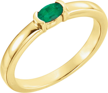 14K Yellow Lab-Grown Emerald Family Stackable Ring