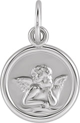 Sterling Silver 12 mm Cherub Angel Pendant
