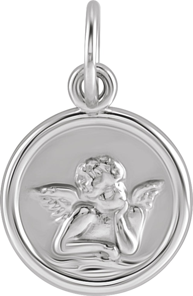 Sterling Silver 12 mm Cherub Angel Pendant