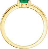 14K Yellow Lab-Grown Emerald Family Stackable Ring