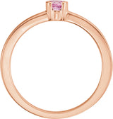 14K Rose Natural Pink Tourmaline Family Stackable Ring