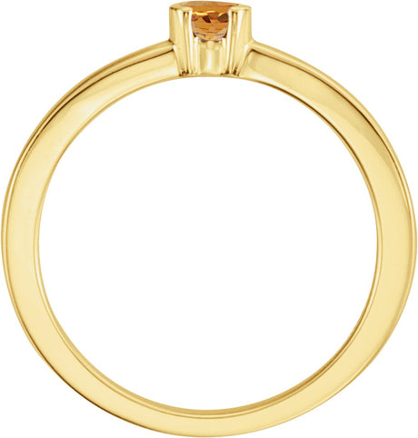 14K Yellow Natural Citrine Family Stackable Ring