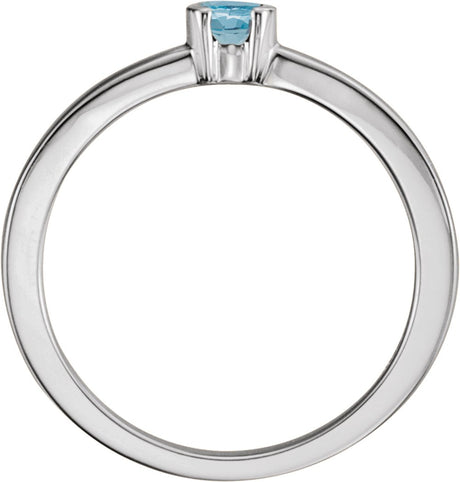 Sterling Silver Natural Aquamarine Family Stackable Ring