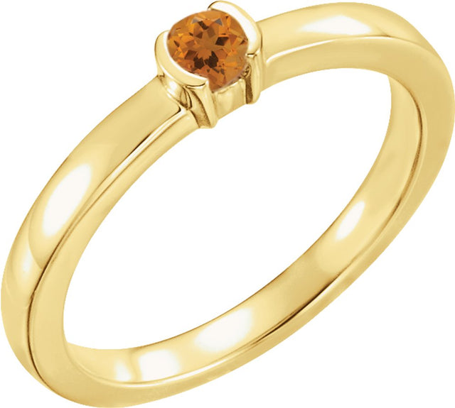14K Yellow Natural Citrine Family Stackable Ring