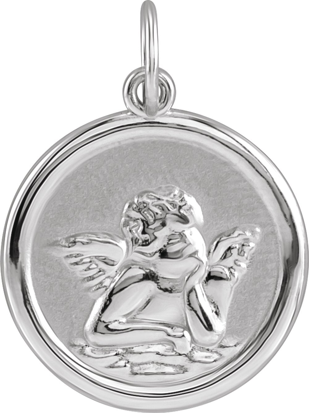 Sterling Silver 15 mm Cherub Angel Pendant