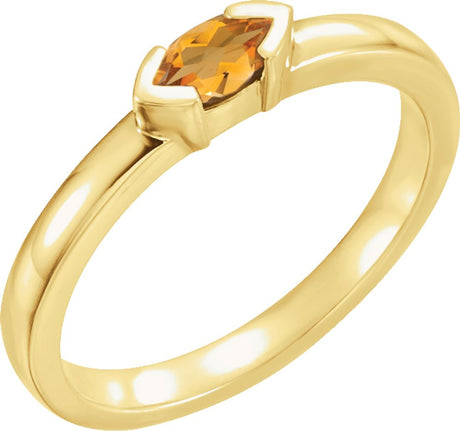 14K Yellow Gold Natural Citrine Stackable Family Ring
