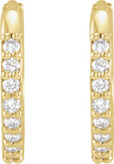 14K Yellow Gold 1/8 CTW Natural Diamond Hinged 12.5 mm Hoop Earrings