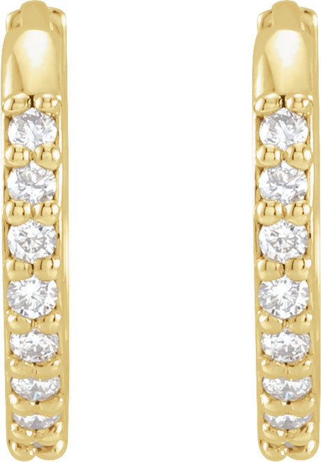 14K Yellow Gold 1/8 CTW Natural Diamond Hinged 12.5 mm Hoop Earrings