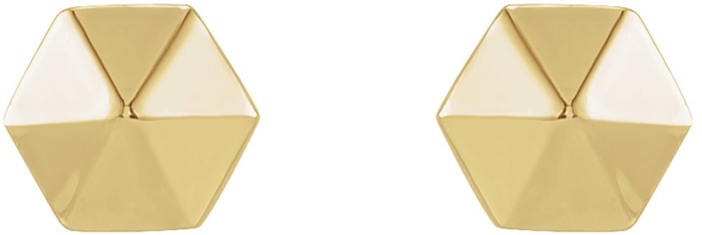 14K Yellow Hexagon Earrings