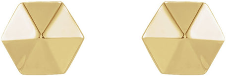 14K Yellow Hexagon Earrings