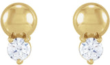 14K Yellow 1/8 CTW Natural Diamond Bead Earrings