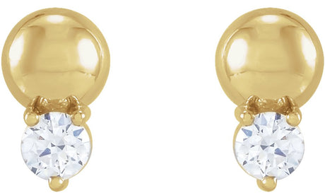 14K Yellow 1/8 CTW Natural Diamond Bead Earrings