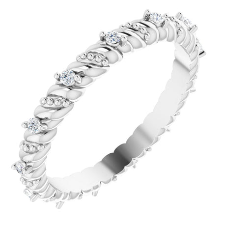 14K White 1/10 CTW Natural Diamond Eternity Band Size 6
