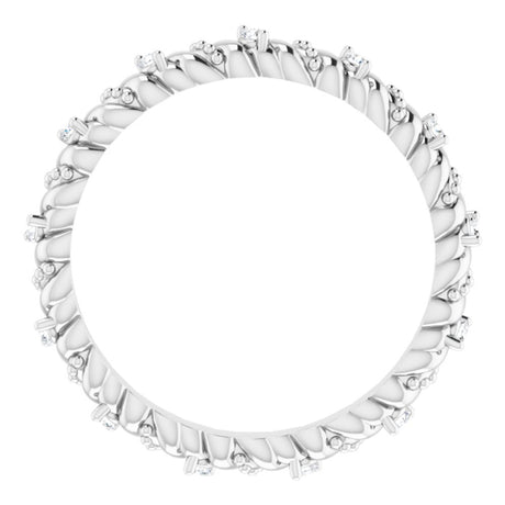 14K White 1/10 CTW Natural Diamond Eternity Band Size 6