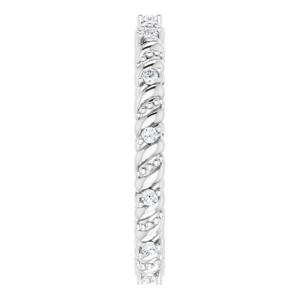 14K White 1/10 CTW Natural Diamond Eternity Band Size 6