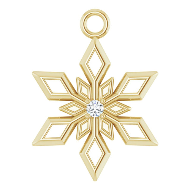 14K Yellow .01 CT Natural Diamond Snowflake Dangle