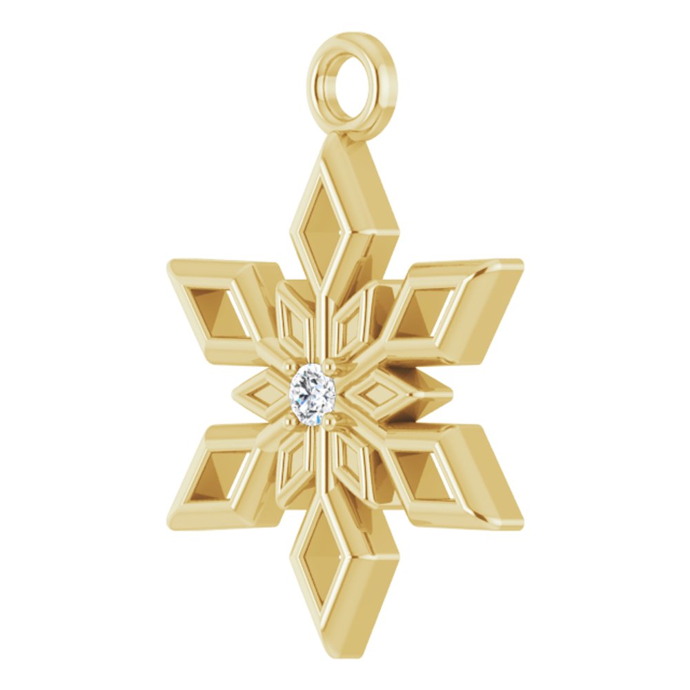 14K Yellow .01 CT Natural Diamond Snowflake Dangle