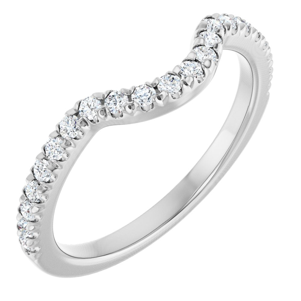 14K White Gold 1/4 CTW Natual Diamond French-Set Contour Band