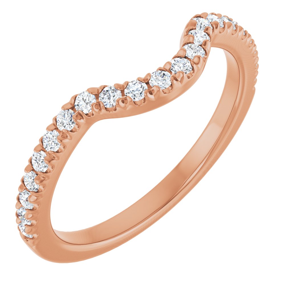 14K Rose 1/3 CTW Natual Diamond French-Set Contour Band