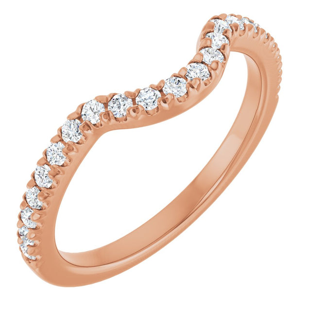 14K Rose 1/4 CTW Natural Diamond French-Set Contour Band