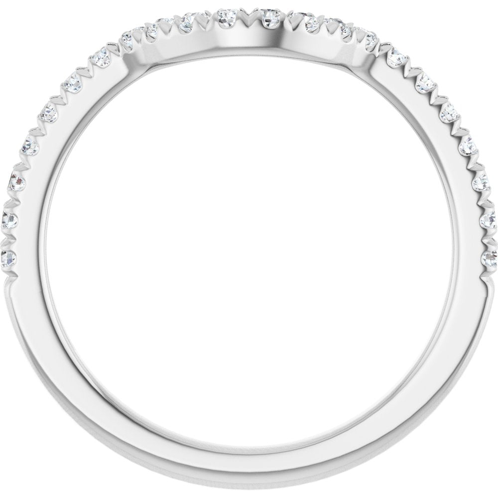 14K White Gold 1/4 CTW Natual Diamond French-Set Contour Band