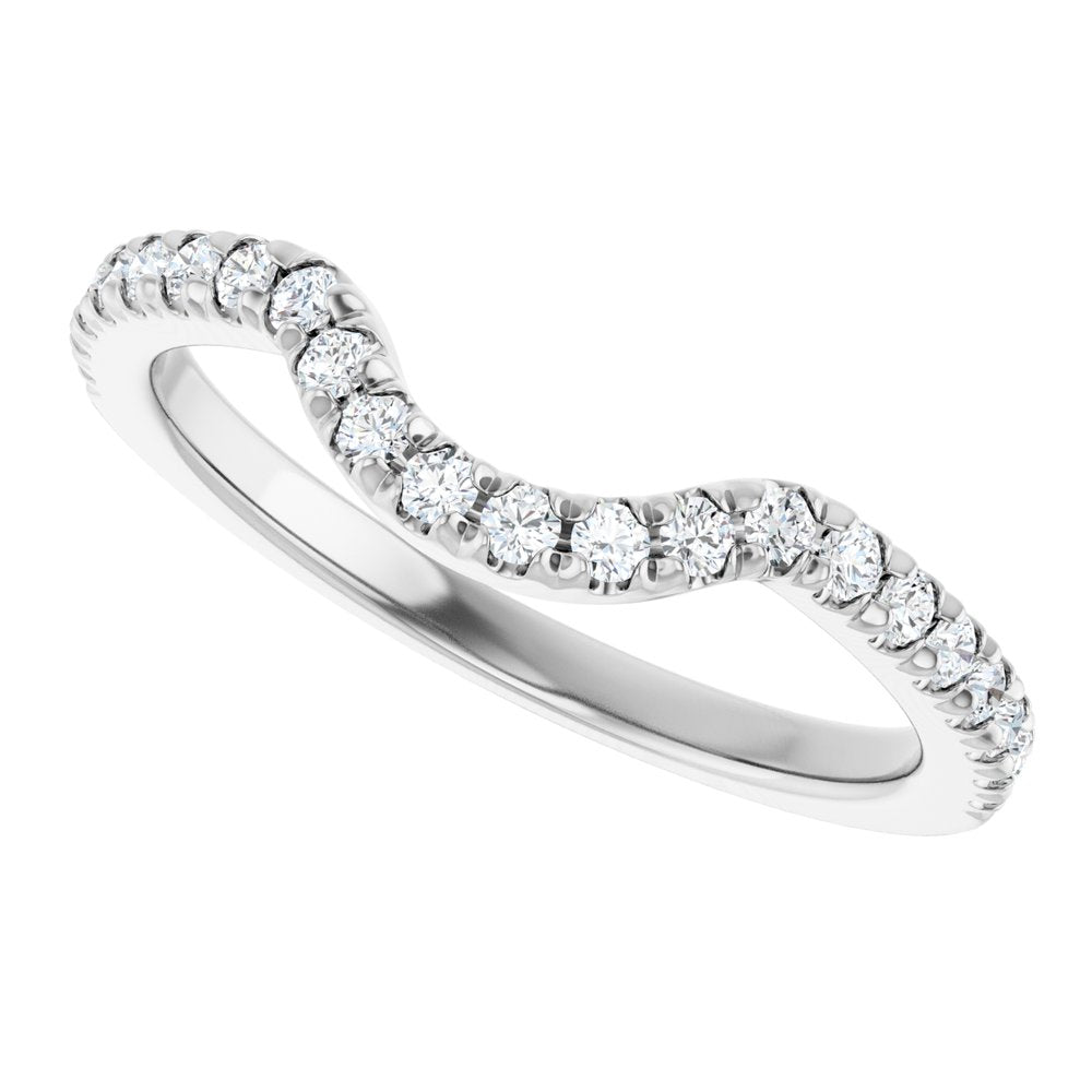 14K White 1/4 CTW Natural Diamond French-Set Contour Band