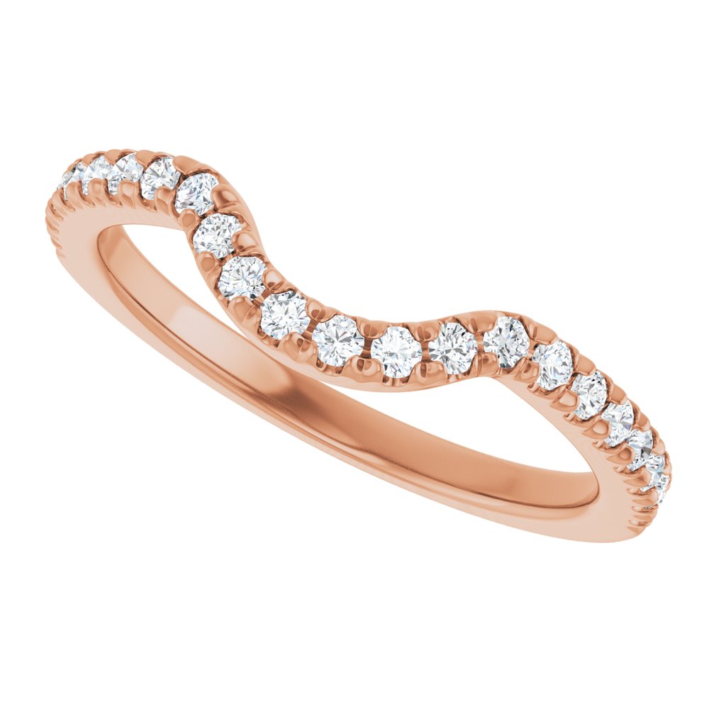 14K Rose 1/4 CTW Natural Diamond French-Set Contour Band