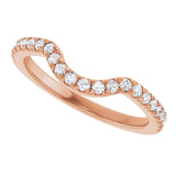 14K Rose 1/3 CTW Natual Diamond French-Set Contour Band