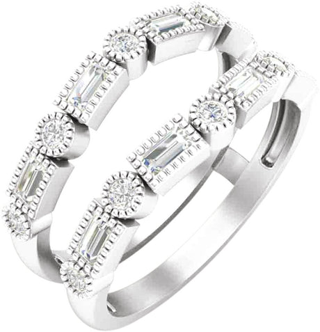 14K White Gold 1/2 CTW Natural Diamond Ring Guard