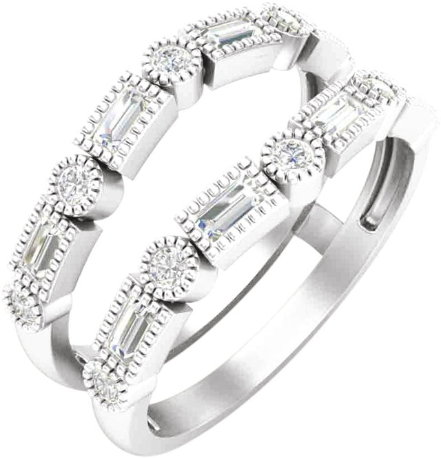 14K White Gold 1/2 CTW Natural Diamond Ring Guard