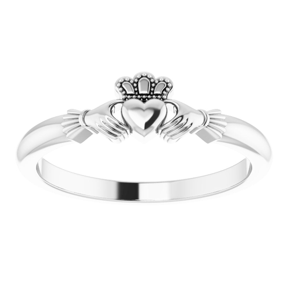 14K White Claddagh Ring