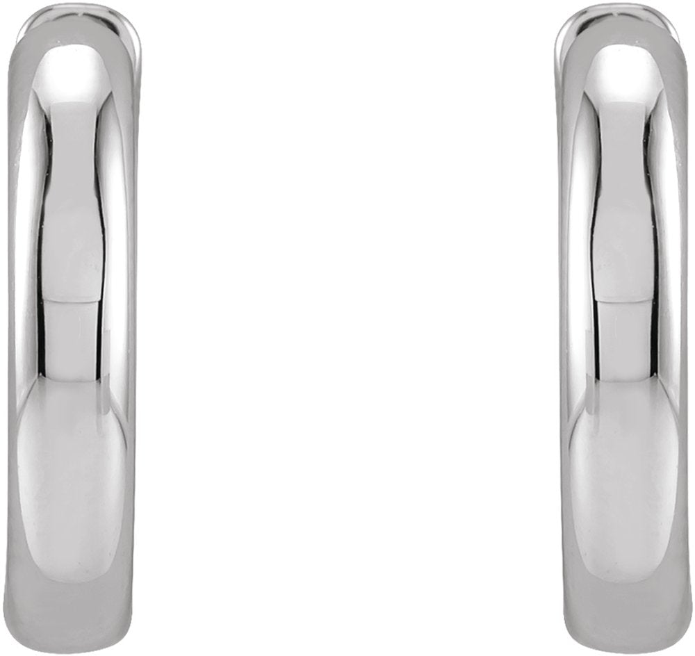 14K White Hinged 15 mm Hoop Earrings